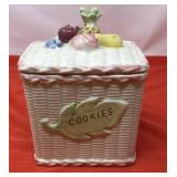 Vintage Ceramic Picnic Basket Cookie Jar