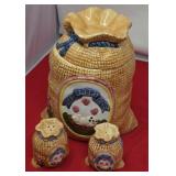 Burlap Cookie Jar & Salt and Pepper Shakers