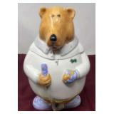 Vintage Ceramic Bear Golfer Cookie Jar