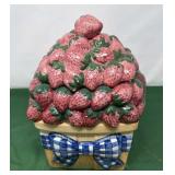 Vintage Ceramic Picnic Basket Cookie Jar