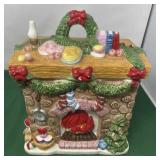 Ceramic Christmas Fireplace Cookie Jar. LP