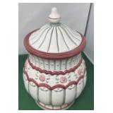 Ceramic Rose Pattern Cookie Jar