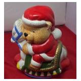 Santa Bear on Rocking Horse Cookie Jar