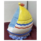 Sailboat-Shaped Ceramic Cookie Jar