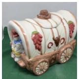 Vintage Ceramic Covered Wagon Cookie Jar