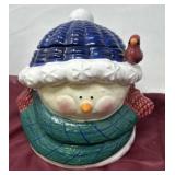 Make The Season Bright Ceramic Snowman Cookie Jar