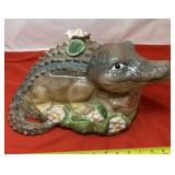 Vintage Ceramic Alligator Cookie Jar
