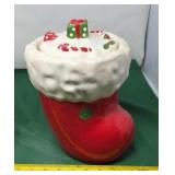 Vintage Ceramic Christmas Stocking Cookie Jar