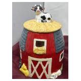 Decorative Ceramic Barn-Shaped Cookie Jar