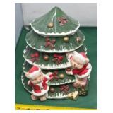 Vintage Ceramic Christmas Tree Cookie Jar