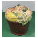 Vintage Ceramic or Majolica-Style Woven Basket