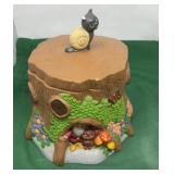 Hand-Painted Ceramic Gnome Tree House Cookie Jar