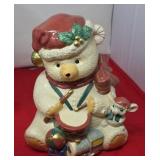 Ceramic Drumming Teddy Bear Cookie Jar.
