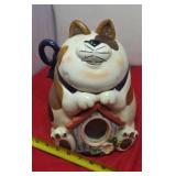 Cat on Bird House Cookie Jar