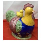 Ceramic Rooster Cookie Jar. Hand-painted piece