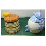2 Cookie Jars. One Features Woodstock from