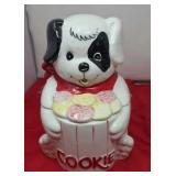 Vintage Black and White Ceramic Puppy Cookie Jar