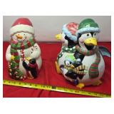 2 Cookie Jars. Penguin Jar is Cracked.