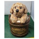 Treasure Craft "Cookies" Dog In Barrel Cookie Jar