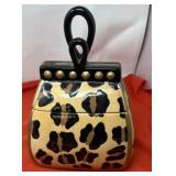 Ceramic Cheetah Print Purse Cookie Jar