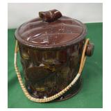 Vintage Brown Redware Pottery Cookie Jar