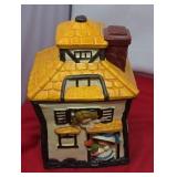 Vintage Cottage House with Girls Cookie Jar.