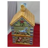 Birdhouse Ceramic Cookie Jar. Blue Bird ND20