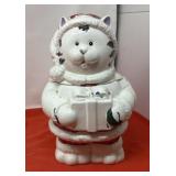 Vintage Ceramic Santa Cat Cookie Jar.