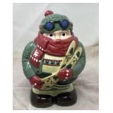 Vintage Ceramic "Bundled Skier" Holiday Cookie