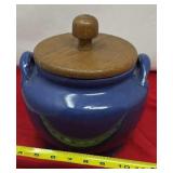 Blue Stoneware Crock Cookie Jar