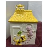 Ceramic House with Yellow Roof Cookie Jar