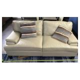 Tan Leather Love Seat Couch