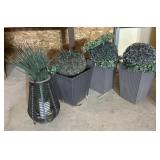 Woven Flower Pots with Faux Greenery