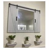 Hanging Wall Mirror and Artificial Plant Decor