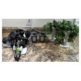 Solar Outside Lights and Floral Decor Pedestal