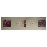 Winter Cardinal Picture, Red Candle Holders,