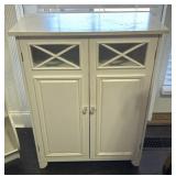 2-Door White Cabinet and 2-Tier Storage Shelf