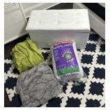 Leather Footstool, Blankets, & Buffalo Snow