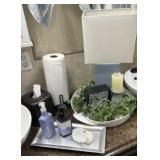 Lamp, Clock, Tissue Holder, Greenery, and More