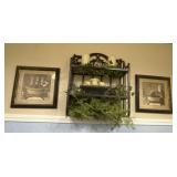 Towel Holder, Pictures, Faux Greenery, and Candles