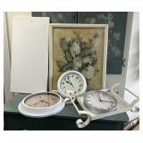 Wall Decor with Clocks and Painting