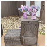 Plastic Trash Can on Wheels and Plastic Wicker