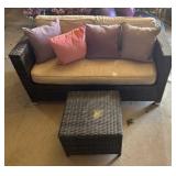Wicker Woven Patio Love Seat with Cushions
