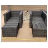 Plastic Wicker Patio Chairs with Ottomans and