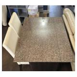 Wood Table with Drop Leafs and 2 White Chairs