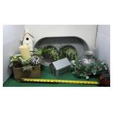 Galvanized Decor, Greenery, & Bird House