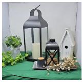 Home Decor Including Bird House and Lanterns