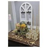 Floral Arrangement, Candle Holders, and More