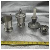 Woodbury Pewter Creamer and Sugar Bowl and Candle