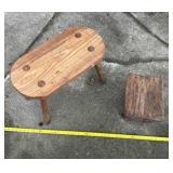Small Wooden Bench and Step Stool